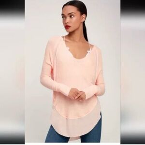 We The Free / Free People Catalina Waffle Knit Thermal Light Peach Bohemian